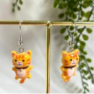 ⭐️❤️FREE Cat Kitten Animal Drop Trendy Girly Paw Modern Art Pop Artsy Earrings